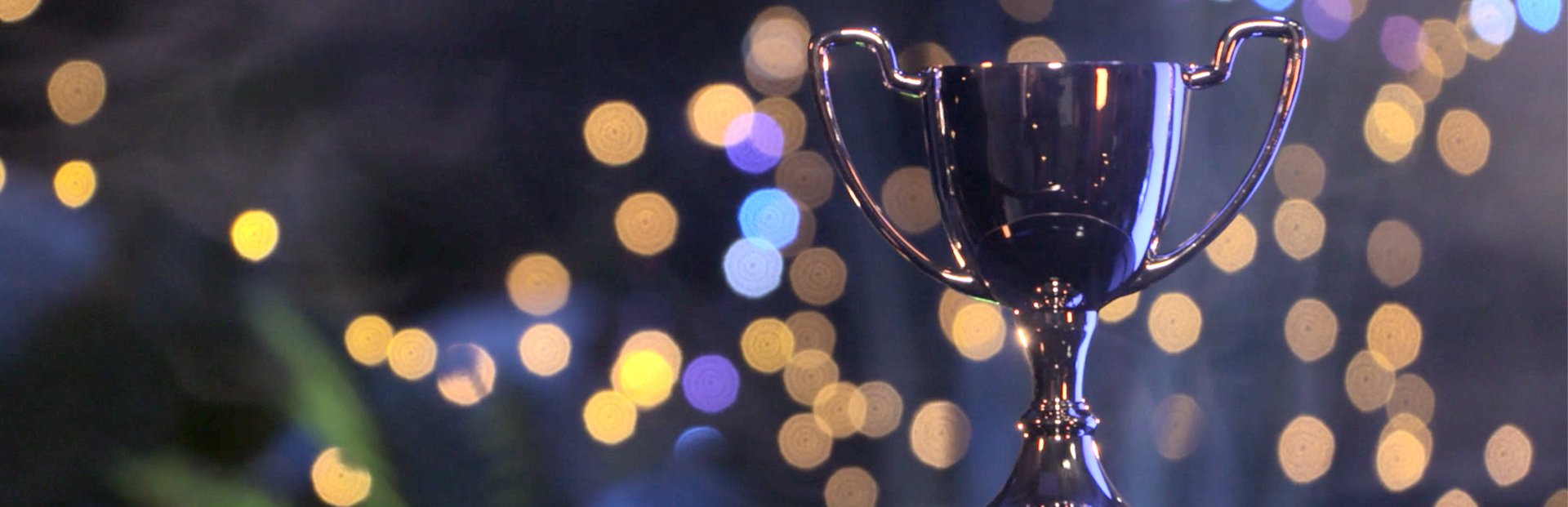 A Blues trophy on a table.