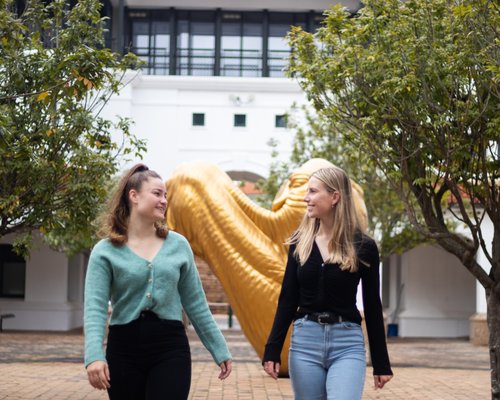 Two students on Auckland campus