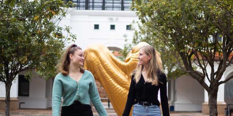 Two students on Auckland campus