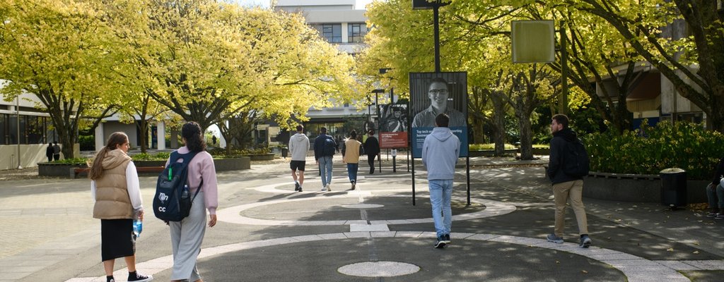 Students walking on Palmerston North campus