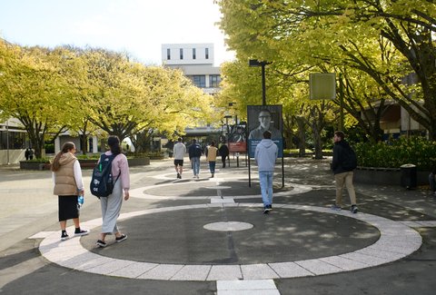 Students walking on Palmerston North campus