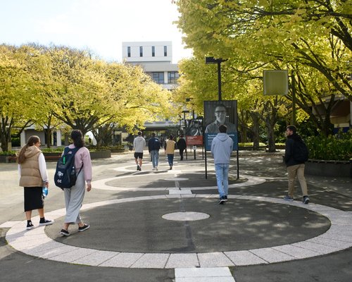 Students walking on Palmerston North campus