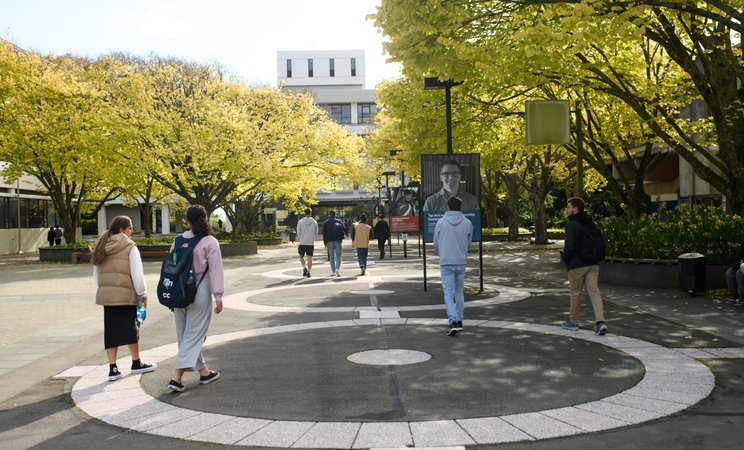 Students walking on Palmerston North campus