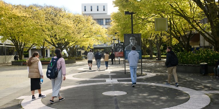 Students walking on Palmerston North campus