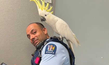 Constable Tushar and Pepper, the cockatoo who won Quote of the Year 2024.