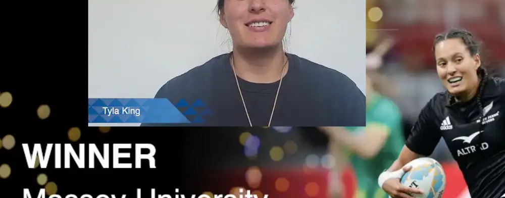 A screenshot of Tyla speaking during the Blues awards virtual event.